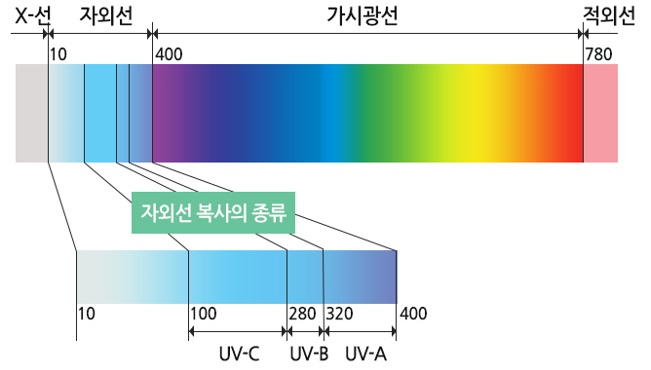 자외선의 파장 구분 / 출처 : 두산백과