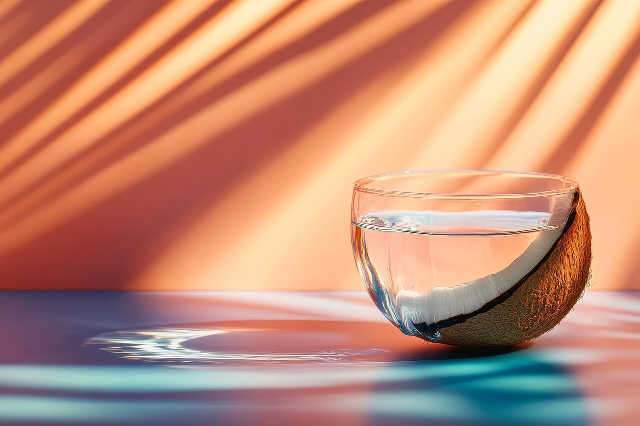 코코넛워터는 수분과 전해질 공급에 좋은 식품이지만, 가공된 형태일 가능성이 높으므로 첨가물 함량에 유의해야 한다 / 이미지 출처 : 모션 엘리먼츠