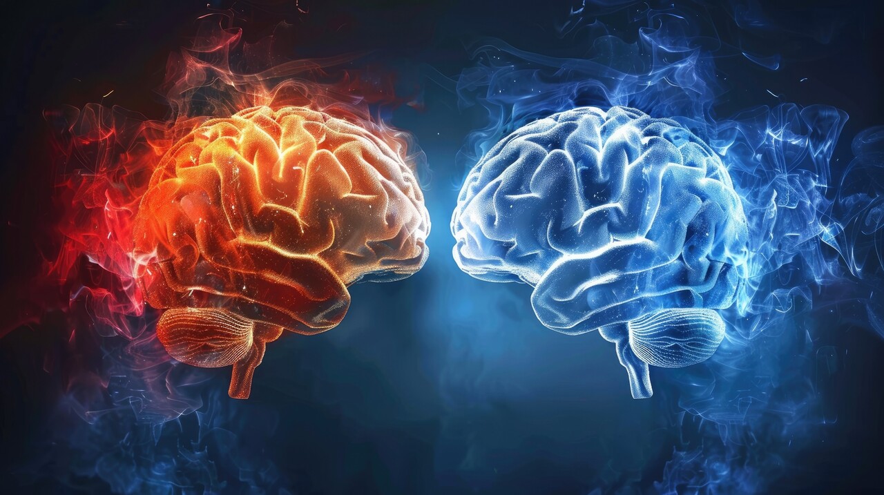 좌뇌와 우뇌는 '차가운 이성'과 '불 같은 감성'이라는 대립되는 이미지로 표현되기도 한다 / 이미지 출처 : Motion Elements