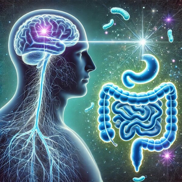 치매 유산균(NVP-2106)의 장-뇌 축(Gut-Brain Axis) 조절 개념의 시각적 표현 / 제공 : 엔비피헬스케어