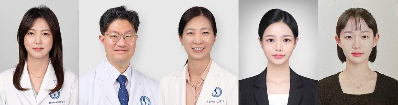 (왼쪽부터) 소화기내과 은정우, 정재연, 김순선 교수, 장세하 정현선 연구원 / 제공 : 아주대학교병원